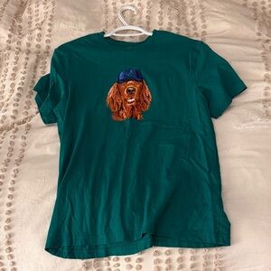 J. Crew Teal Dog Graphic T-Shirt